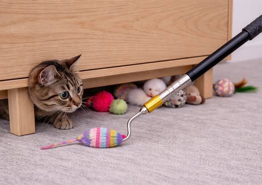 Under-Furniture Cat Toy Retriever - No More Lost Toys!