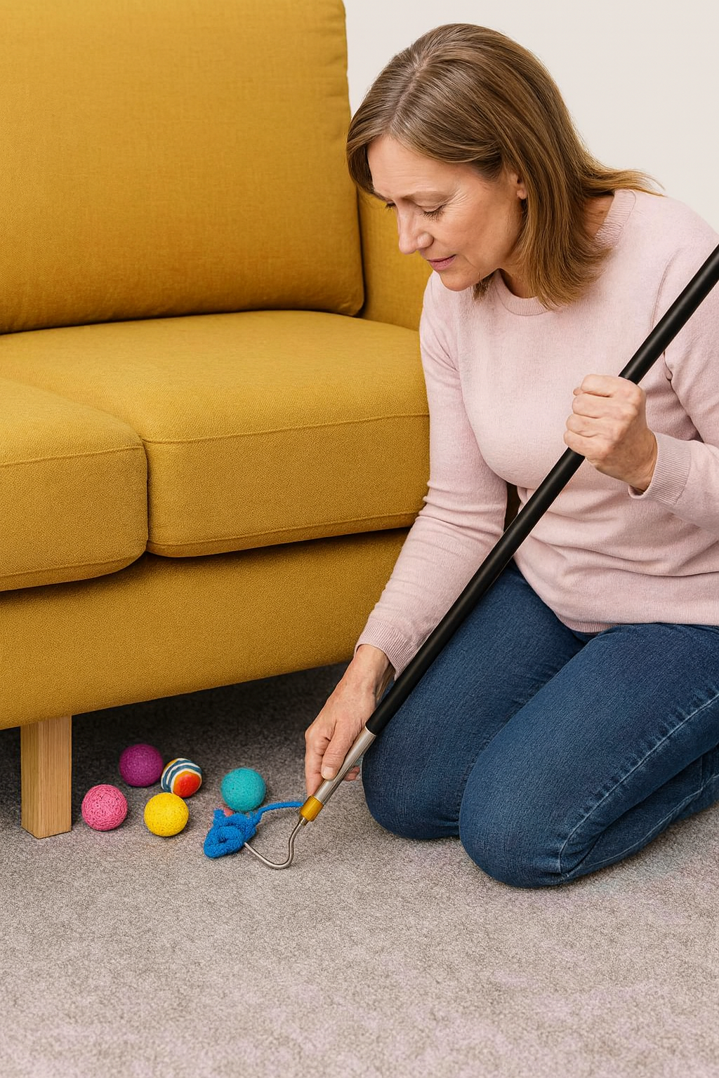 Under-Furniture Cat Toy Retriever - No More Lost Toys!