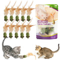 Catnip Mouse Toys With Feathers - 10 Pack