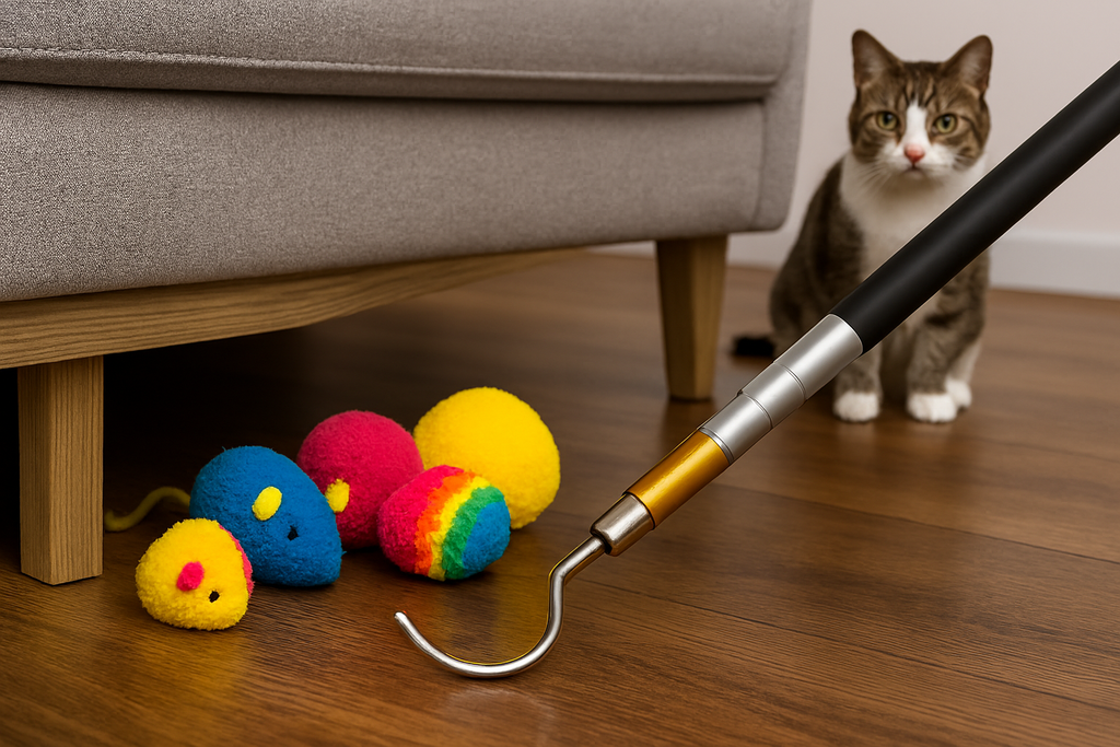 Under-Furniture Cat Toy Retriever - No More Lost Toys!