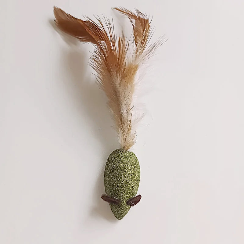 Catnip Mouse Toys With Feathers - 10 Pack